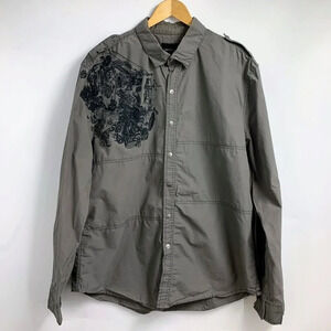 Calvin Klein Jeans Men's‎ Motor Blow Apart Graphic Snap Up Shirt Size XL